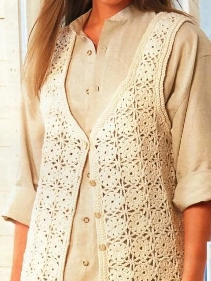 Crochet waistcoat pattern women, crochet motif sweater, summer cardigan PDF instant download