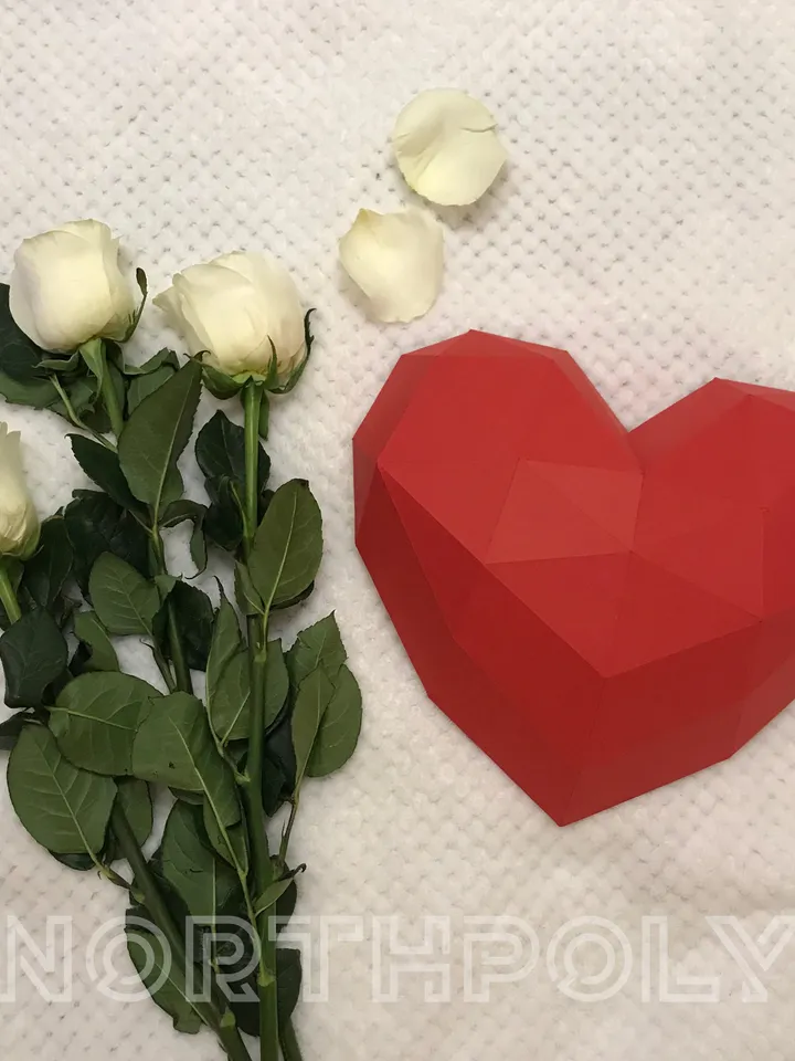 Heart (A Half) Papercraft, Digital Template, PDF Download, Gurko, LowPoly, Pepakura, Origami Sculpture, Paper Party Decor, St Valentines Day