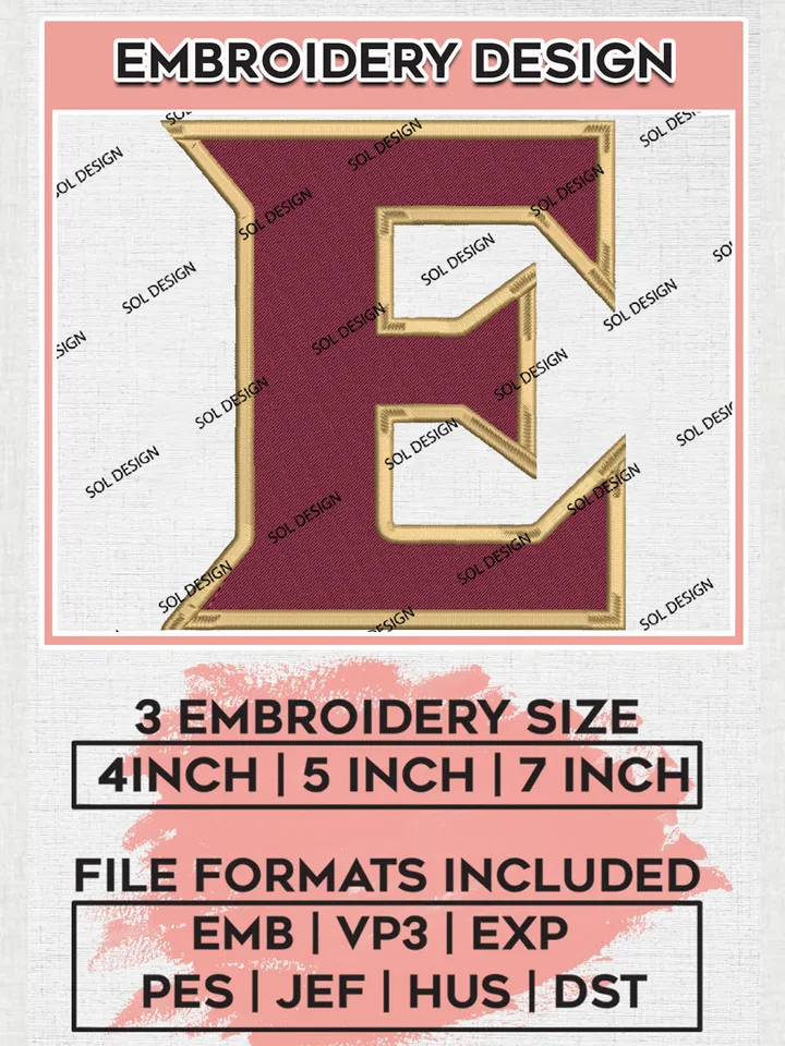 NCAA Elon Phoenix Football Team Letter Logo Embroidery Design Files, NCAA Elon Phoenix Machine Embroidery, NCAA Teams, Game Day, 3 sizes, NCAA Machine embroidery designs, Digital Download