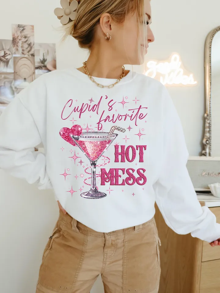 Cupid's Hot Mess PNG, Glitter Valentines Martini Png, Valentine Drink T Shirt Png, Margarita Vday png, Glitter Cupid, Love Heart Digital