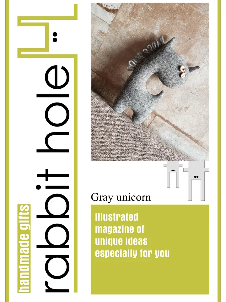 Stuffed Unicorn Sewing Pattern PDF, digital tutorial in english, rag doll diy