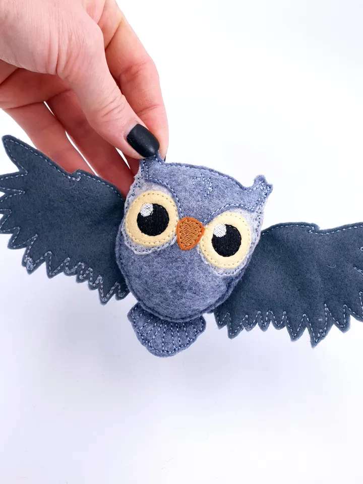 ITH Halloween Owl Stuffed Toy Embroidery Design, Felt Night Bird Plushie Pattern, Spooky Cute 4x4 Hoop File