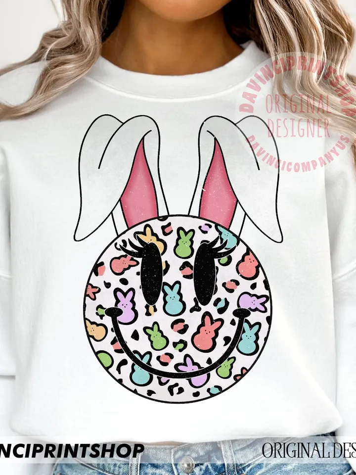 Easter png Distressed Retro Smile PNG, Easter png, Easter Bunny png, Happy Easter png, Bunny png, Easter Bunny Ears png, Sublimation design
