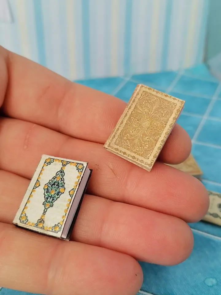 Dollhouse book set in 1:12 scale. Handmade.