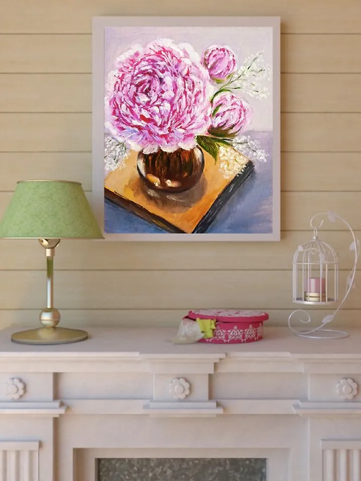 Painting with Peonies Pink Flowers Original Flower Art Original painting
