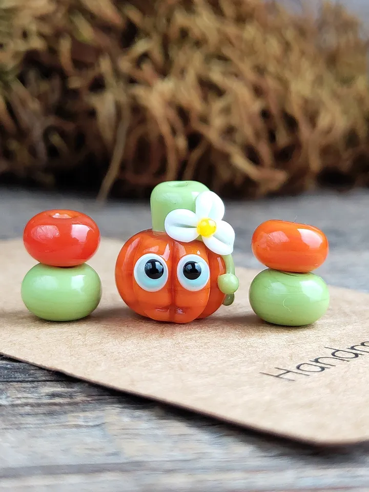 Tiny monster miniature Pumpkin figurine glass monster figurine Glass pumpkin for terrarium decoration Halloween miniature