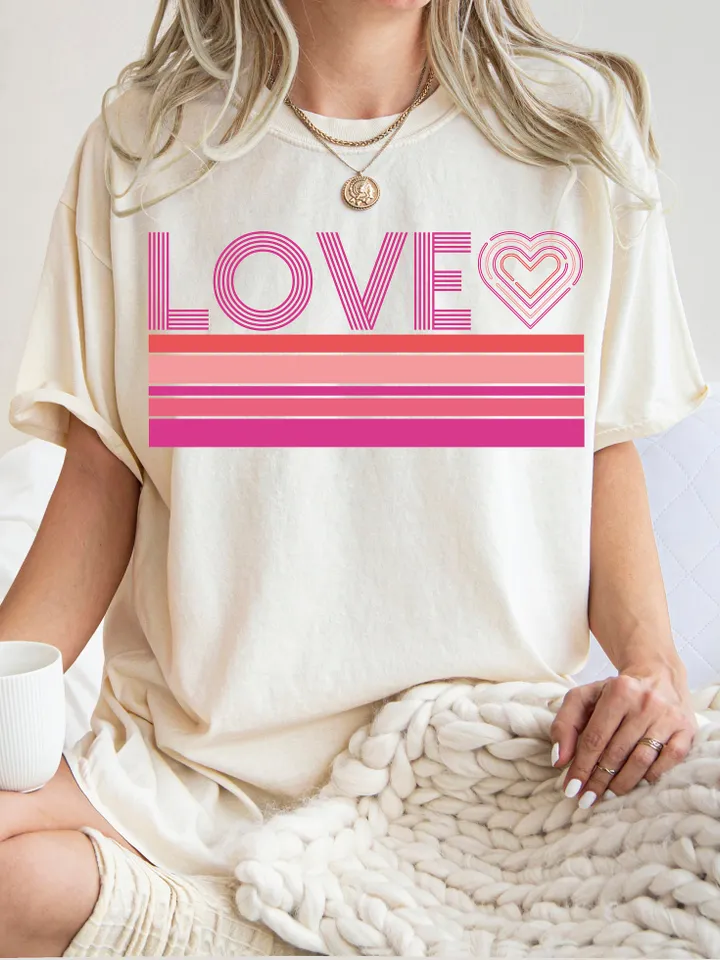 Valentines SVG Sublimations, Designs Downloads, Valentines Day, Png, Clipart, Shirt Design Sublimation Downloads, Groovy, Love Striped Retro