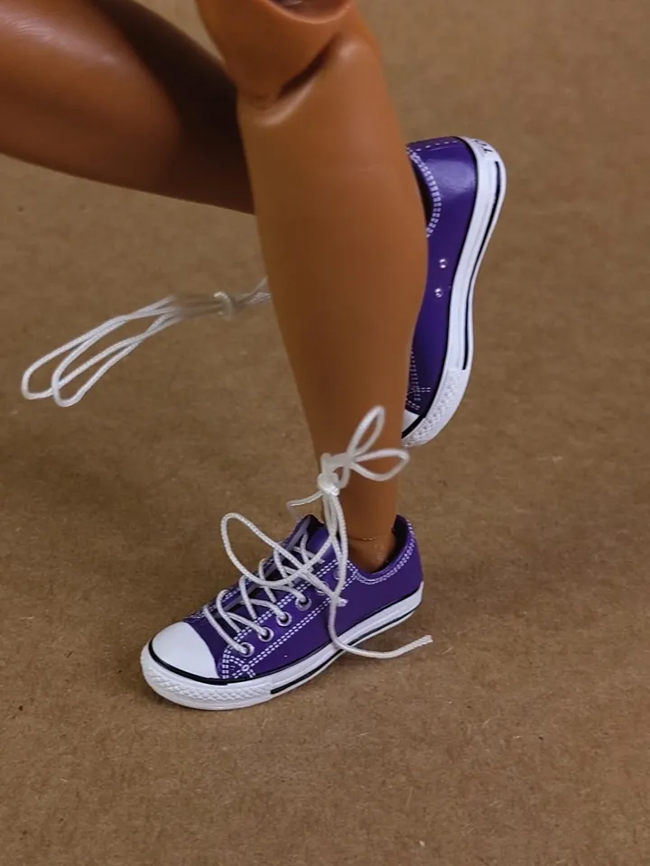 Premium purple low sneakers for 12 inch male dolls