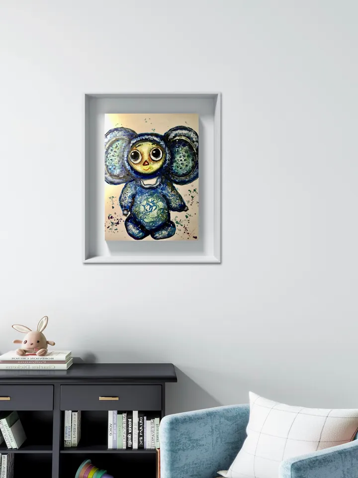 Photo paper poster made with my original mix media artwork,home decoration,nursery room art,housewarming gift,russian kids toy wall art