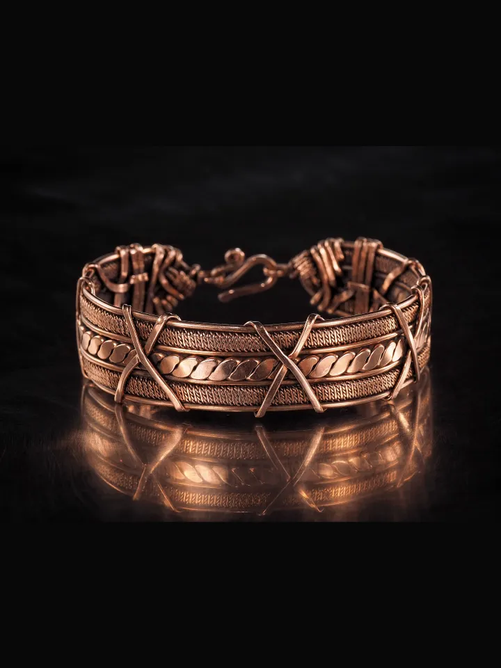Woven copper wire bracelet Antique style handcrafted copper jewelry Unique gift