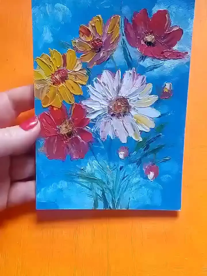 Vibrant colorful flowers Original Painting Flowers Art Oil Painting  Original Art Floral Oil  Art, Spring Art ,Flower Wall art impasto