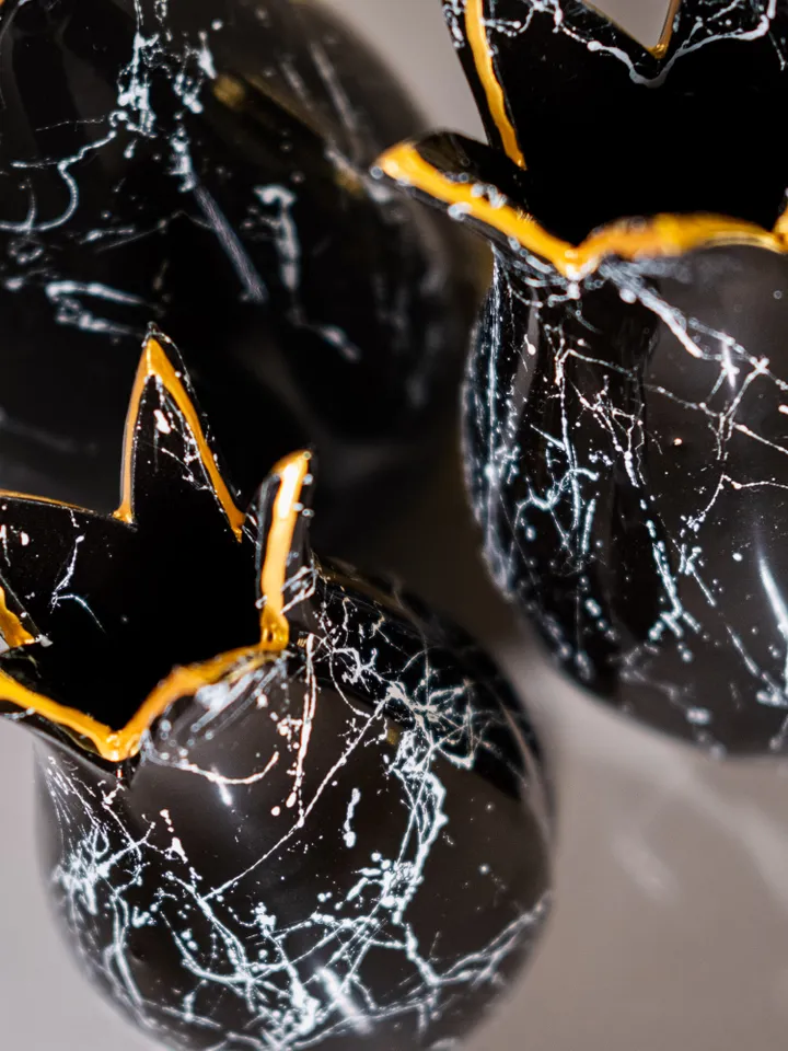 3-Piece Elegant Black and Gold Tulip Decor Set | Perfect Addition for Your Elegant Home