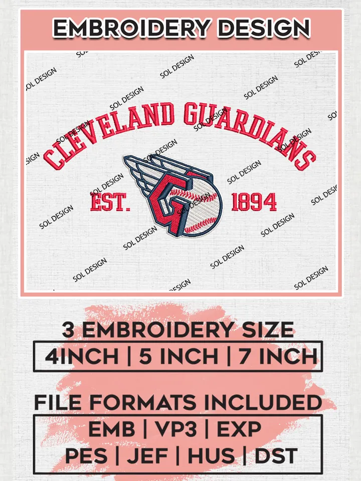 MLB Cleveland Guardians Team Est Logo Embroidery Design, MLB Team Embroidery files, Cleveland Guardians Baseball Team, Guardians Team, Digital Download
