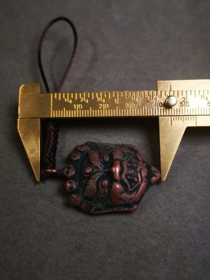 Gandhanra Antique Tibetan Amulet Badge,Mahakala Pendant, Buddhist Protector Deity, 50 Years Old