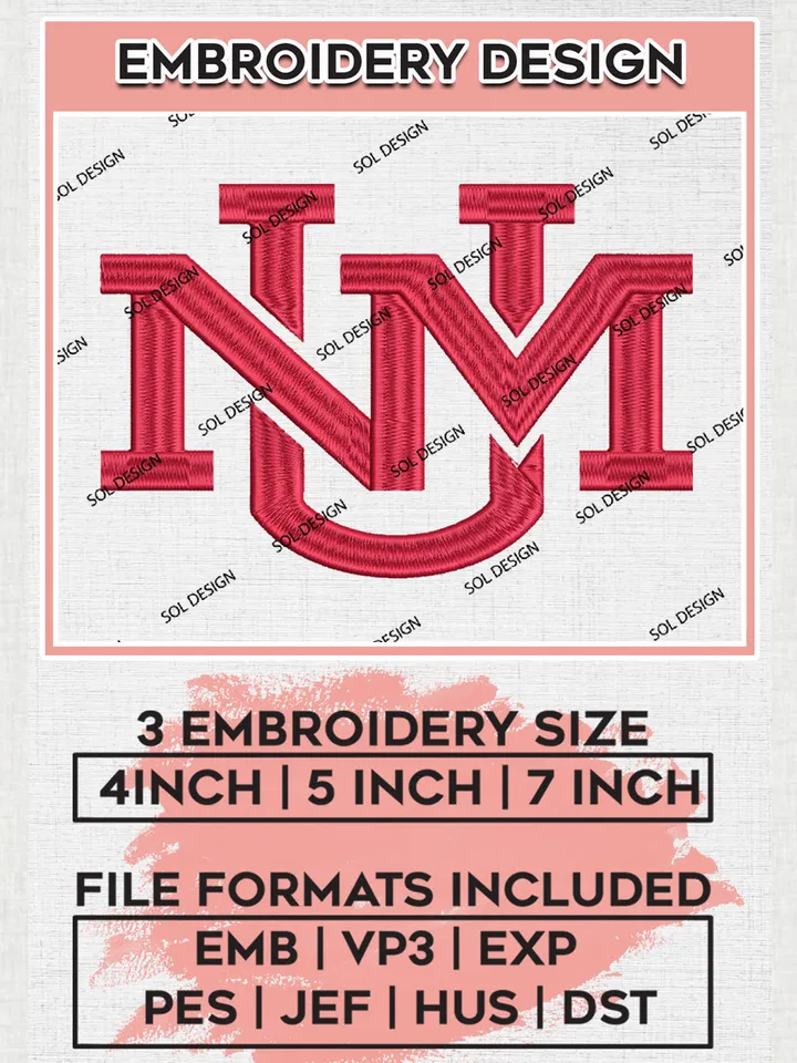 NCAA NMU Lobos Team Word Logo embroidery designs, NCAA New Mexico Lobos Logo Machine embroidery files, NCAA Team Logo embroidery designs, NCAA Game Day Machine embroidery designs, Digital Download