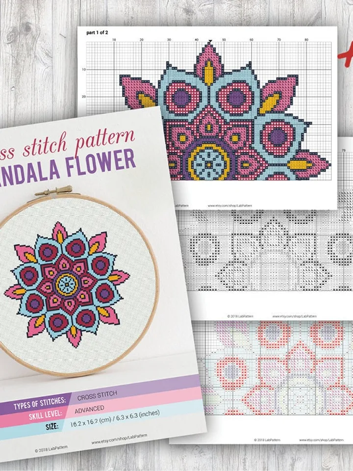 Mandala Flower Cross stitch pattern | Embroidery Pattern | Instant Download | Cross Stitch Patterns | Embroidery Design
