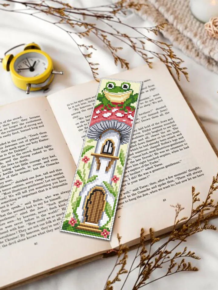 Mushroom bookmark cross stitch pattern PDF download Mushroom cross stitch chart, Funny bookmark pattern digital PDF, Frog cross stitch #B473