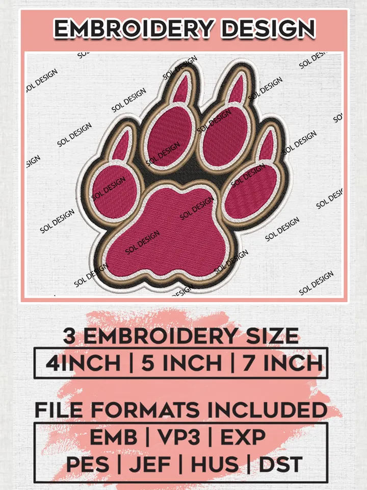 NCAA Lafayette Leopards Team Logo Embroidery Design Files, NCAA Lafayette Leopards Machine Embroidery, NCAA Teams, 3 sizes, NCAA Machine embroidery designs, Digital Download