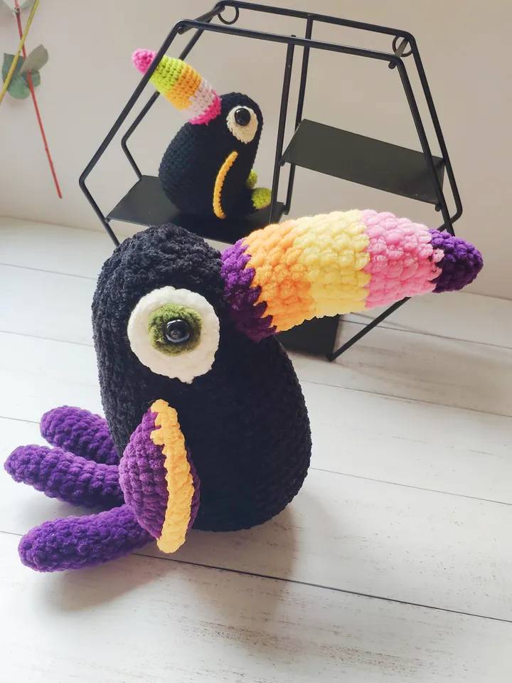 Toucan bird easy crochet amigurumi pattern 2 in 1