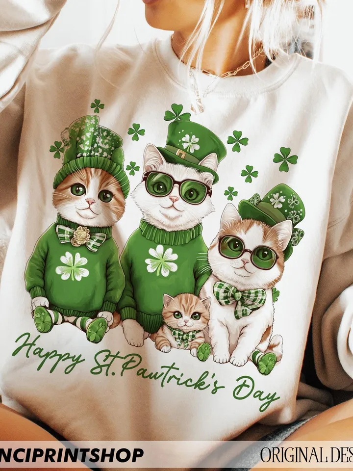 Happy St Pawtrick's Day png, St Pawtrick's Cats png, Funny St Patrick's png, St Patrick's Day png, Irish Shamrock png, Cat lover png,cat png