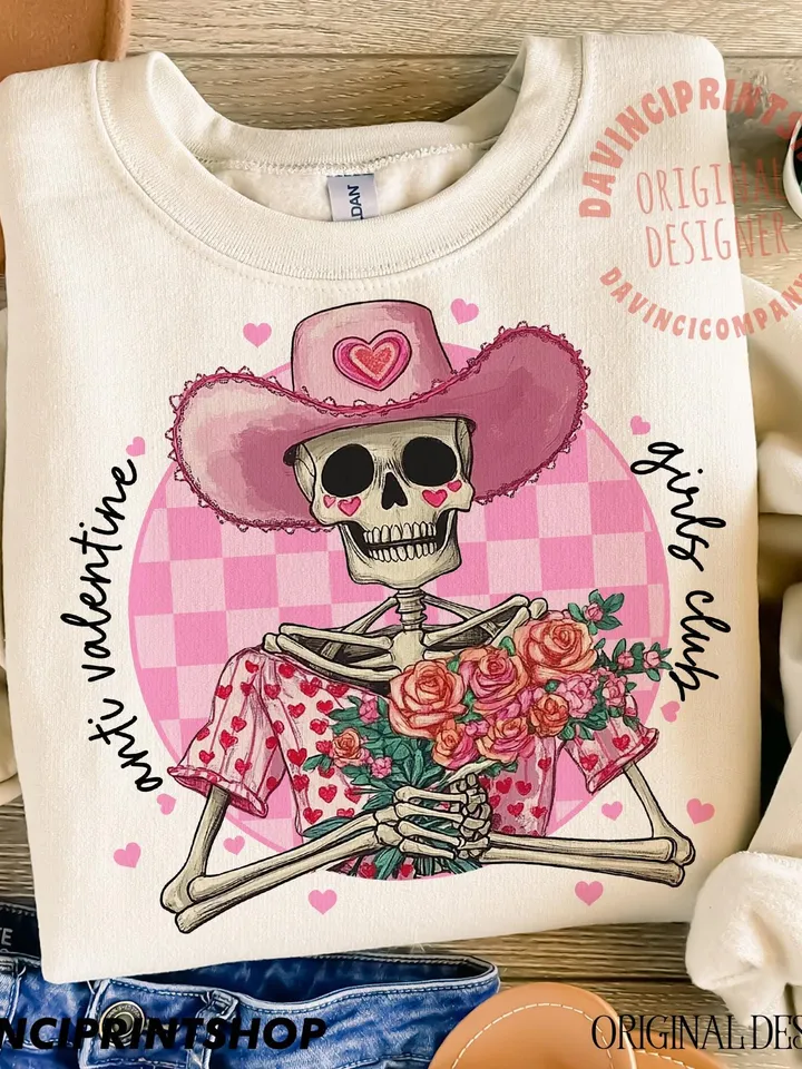 Anti Valentine girls Club skeleton Png, Valentines Day Png, Funny Valentine Png, Skeleton Png, Single girls Png, Skeleton Valentine, Funny