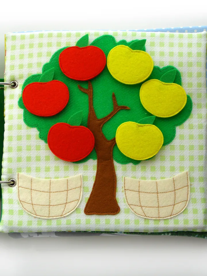 Quiet book page, Apple tree, PDF sewing pattern, SVG files