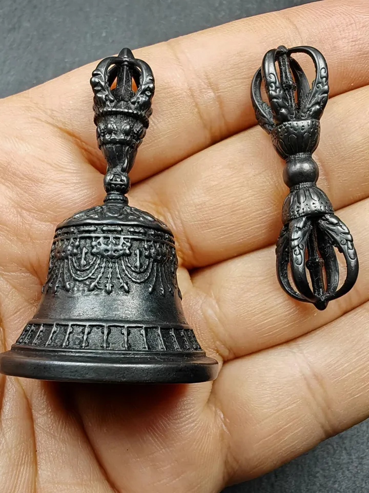 Gandhanra Handmade Vintage Vajra and Bell Set,Tibetan Tantric Buddhism (Vajrayana) Ritual Implement,Spiritual Gift,Decades Old