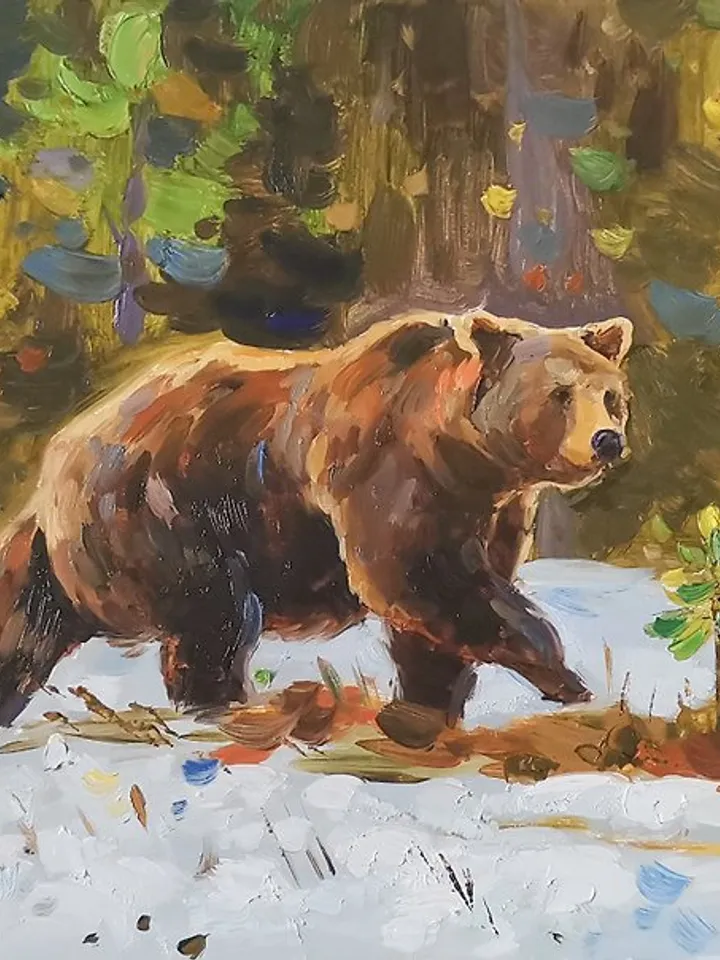 Bear Painting Original Art Canvas Animal Oil Painting