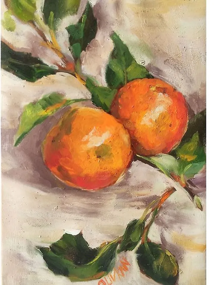 Mandarin Art Citrus Oil Painting Mandarin Artwok 20 by 30 cm Eat Art