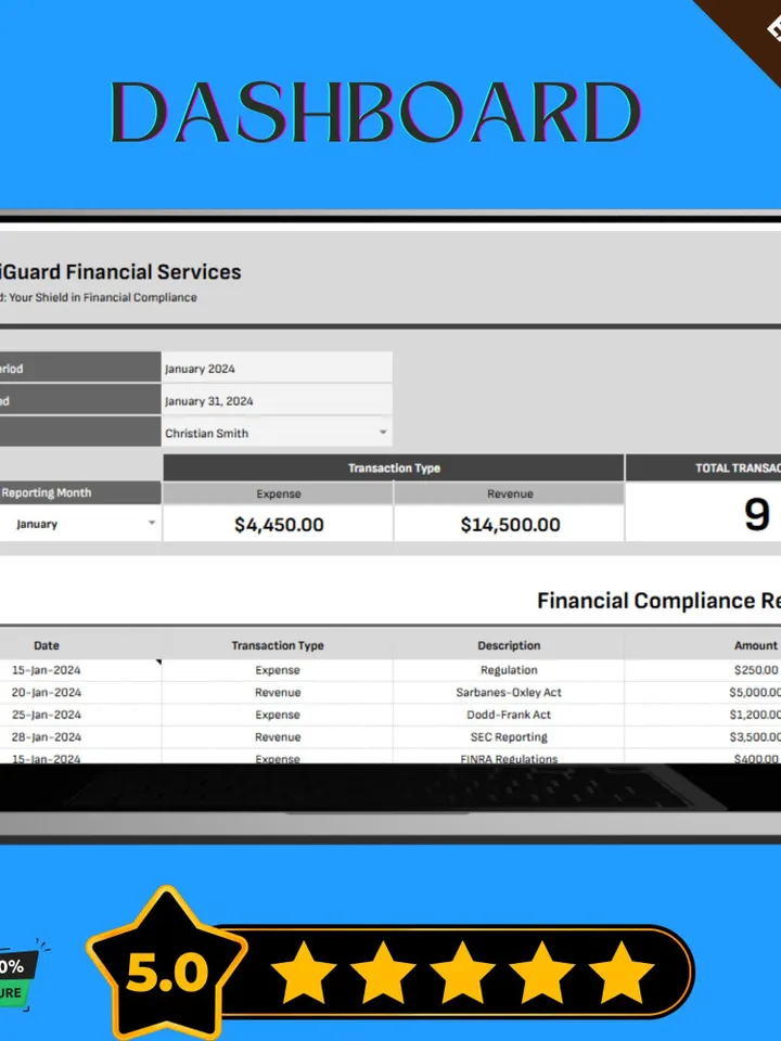Financial Compliance Reporting Template, Editable Google Sheets, Digital Download for Regulatory Reporting & Audit Preparation