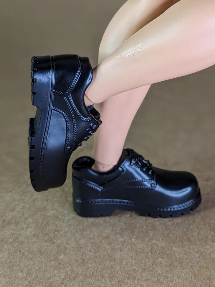 Classic black hiking low boots for 1/6 scale male dolls