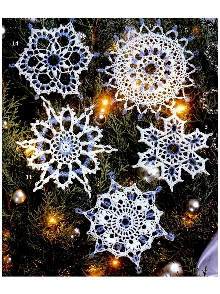 Snow Crystals Christmas Snowflakes Ornaments Vintage Crochet Pattern PDF Christmas Tree Toys Crochet