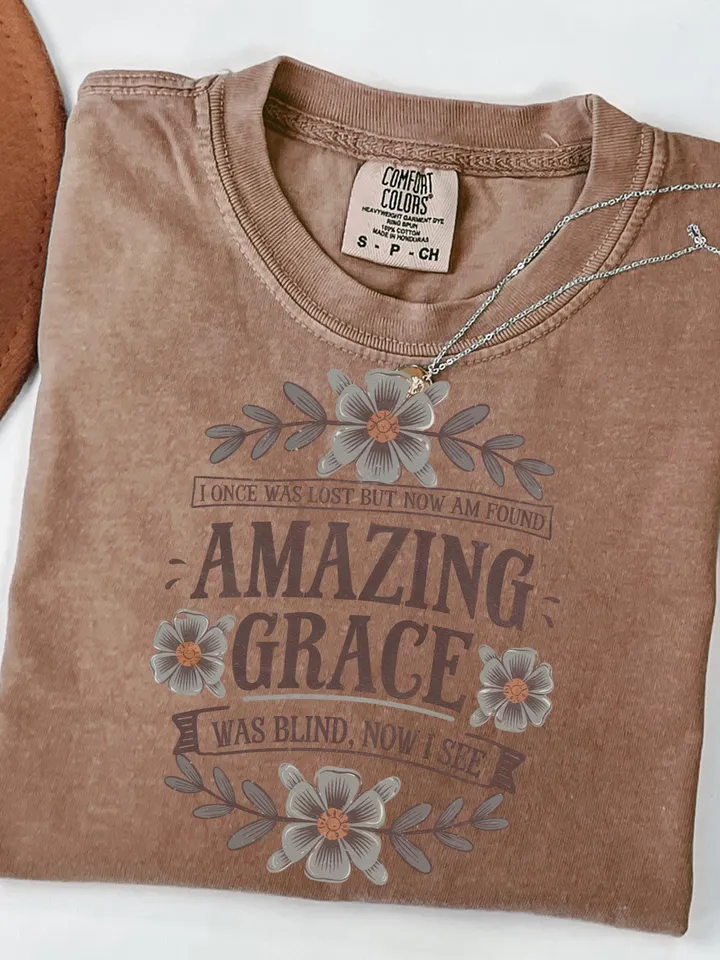 Amazing Grace PNG Christian PNG Sublimation Design Jesus PNG Faith Shirt Clipart Christian Easter Hymn Floral Art Wild Flowers Minimalist