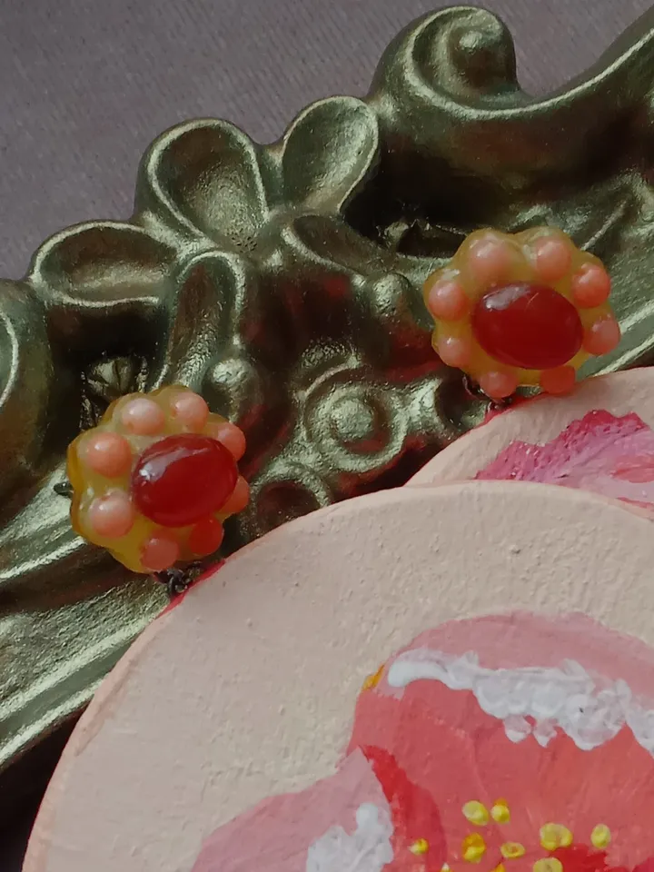 "Pink peony" earrings