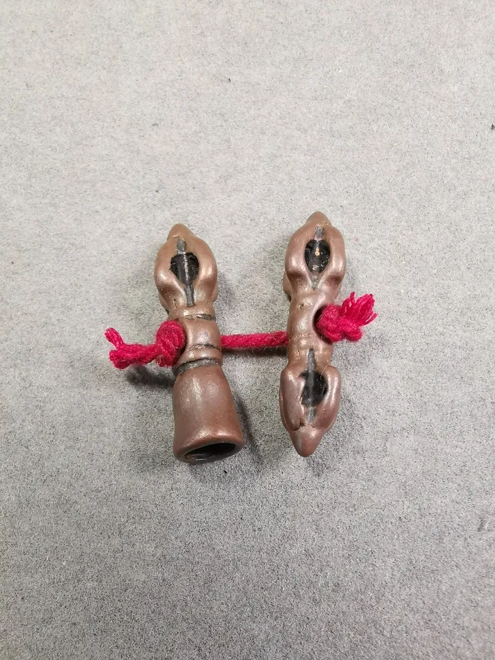 Gandhanra Handmade Tibetan Amulet Pendant,Mini Vajra and Dorje Bell, Mala Marker Bead Accessories, Made of Red Copper
