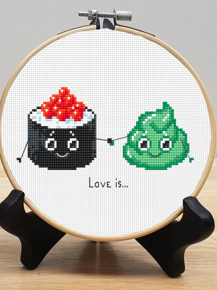 Sushi kawaii food cross stitch pattern PDF download Funny sushi cross stitch chart, Simple cross stitch for beginners, Sushi lover gift #F5