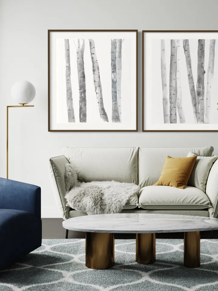 Birch Trees Art Birch Tree Painting Forest Print Set Modern Rustic Decor Black White Print Abstract Birch Tree Birch Wall Decor Tree Poster