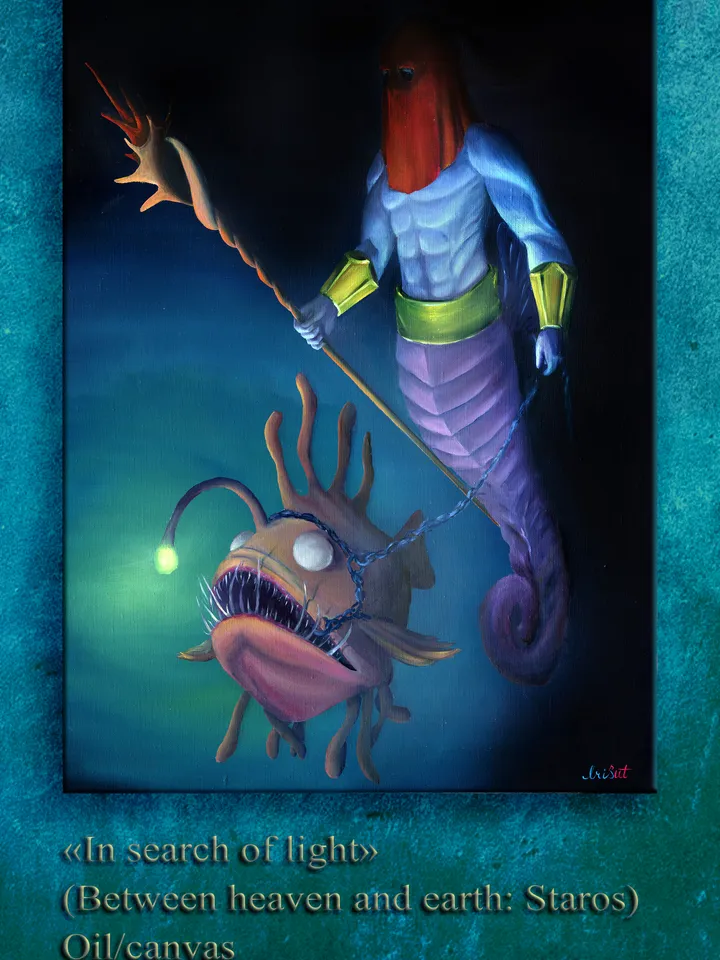 Seahorse Merman Painting Fantasy Original Art