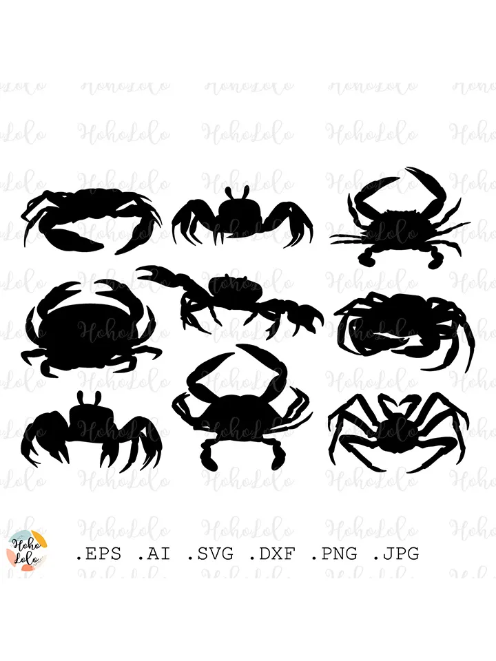 Crab Svg, Crab Cricut, Crab Silhouette, Crab Stencil Dxf, Crab Template Dxf, Crab Decal, Crab Clipart Png