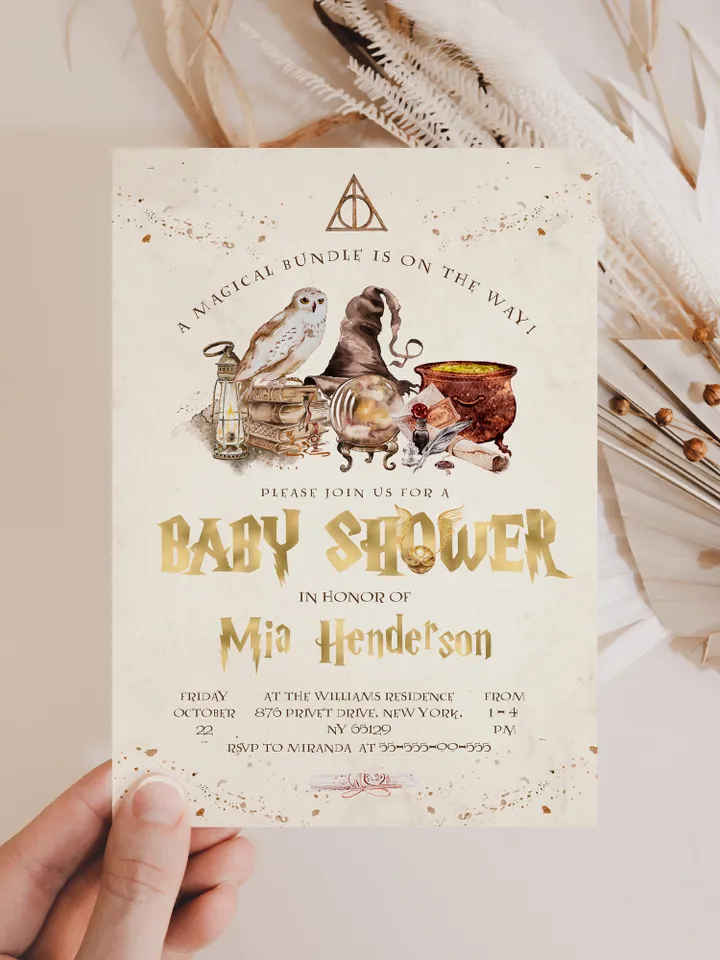 DIY Wizarding World Baby Shower iNVITATION; Magic School Baby Shower Template; School of Wizard Baby Shower invitation template; wh1