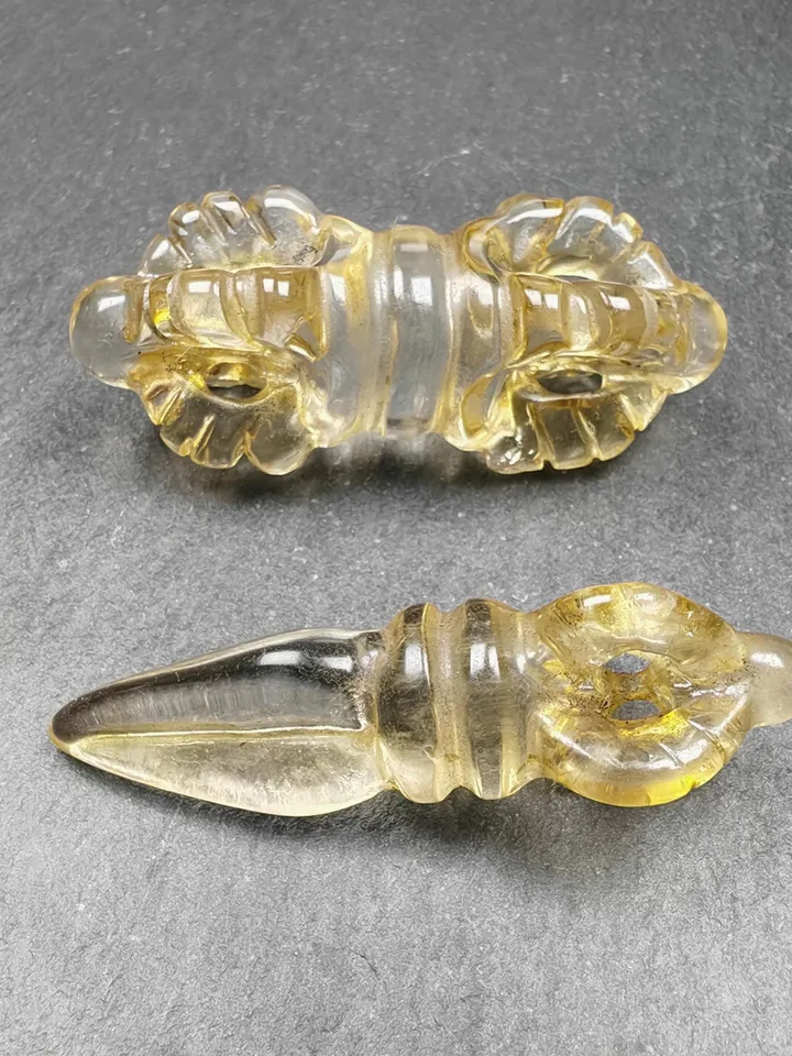 Gandhanra Old Crystal Dorje Vajra / Phurba Amulet - Tibetan Dharma Ritual Implement - Decades Old