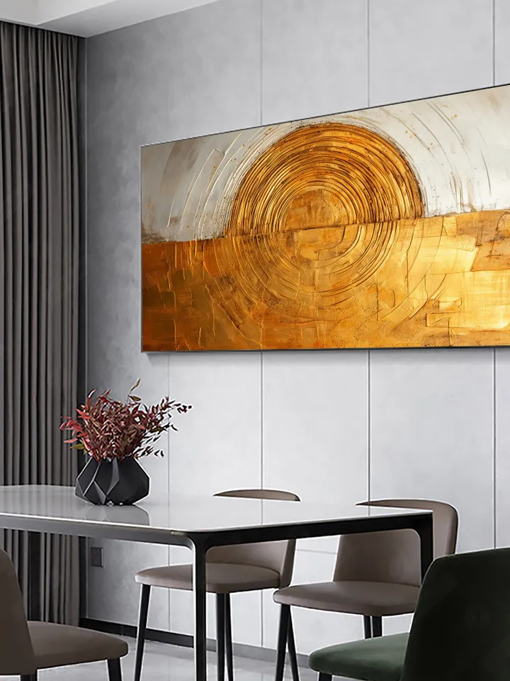 Original Gold Foil Oil Painting on Canvas, Large Wall Art, Textured Golden Acrylic Painting, Living room Wall Decor, Custom Painting, Gifts
