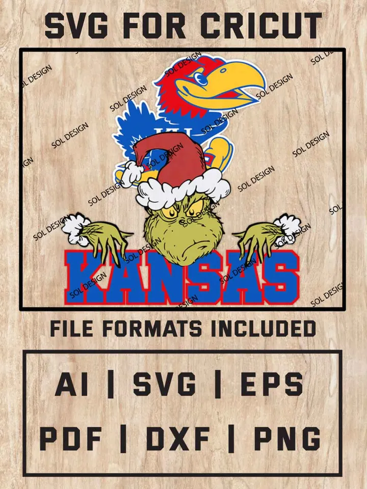 Grinch Kansas Jayhawks SVG, NCAA SVG Design, NCAA Kansas Jayhawks SVG, NCAA Jayhawks Cricut, Christmas Svg, Grinch svg, Digital Download