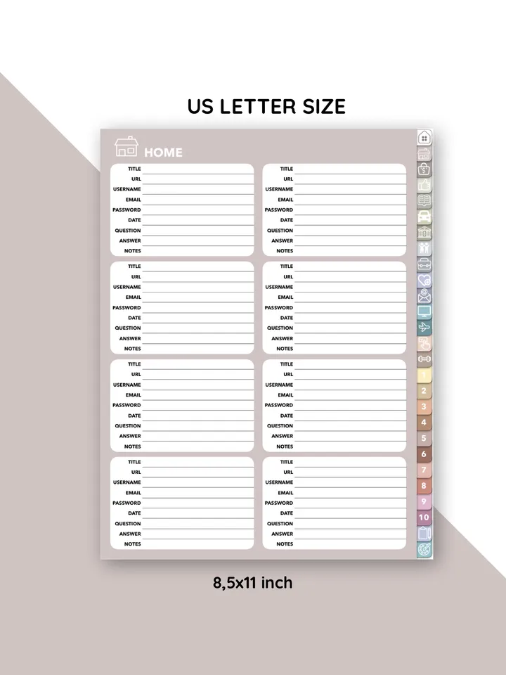 Digital password planner. Hyperlinked password tracker. Password Log. Password Organizer. Ipad password keeper.