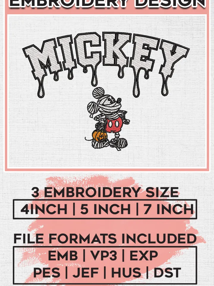 Mickey Pumpkin Halloween Drop Name Embroidery designs, Disney Halloween Machine embroidery designs, Spooky Season embroidery files, Machine Embroidery Digitized Pes Files, Digital Download