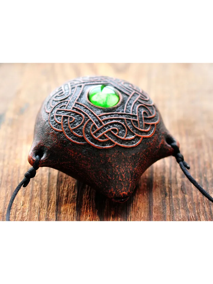 Druid flute "Element of Earth" green inlay / natural major ocarina