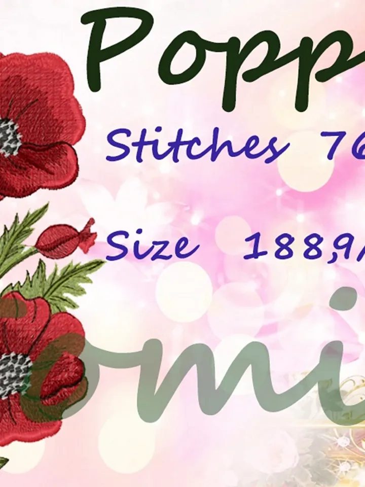 Poppies 8x10 Machine Embroidery Design DIGITAL EMBROIDERY