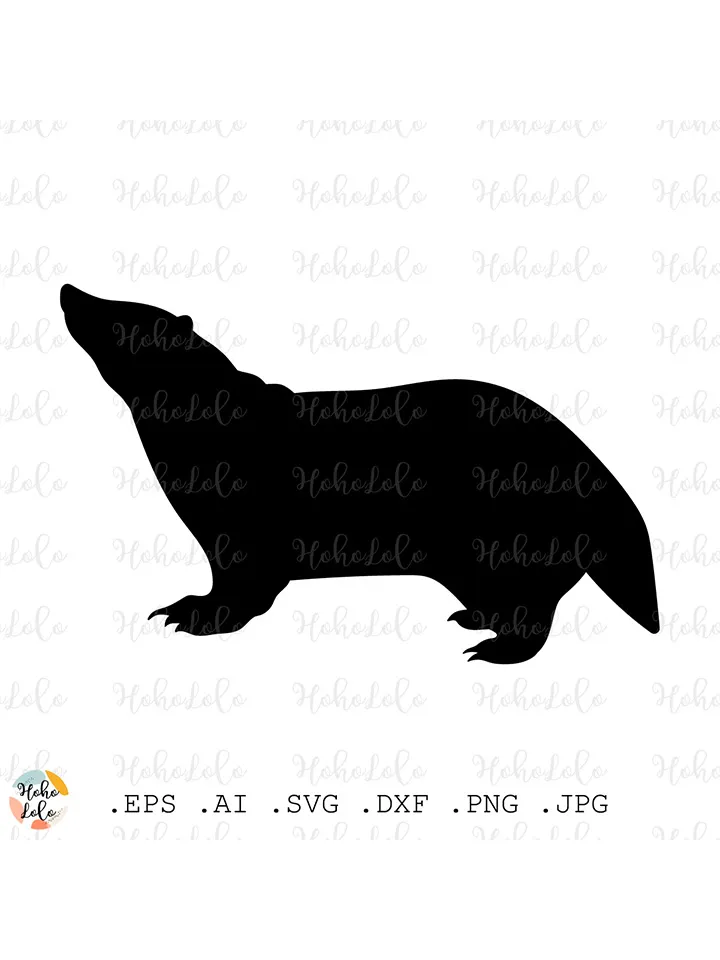 Badger Svg, Badger Silhouette, Badger Cricut, Badger Stencil, Badger Templates Dxf, Badger Clipart Png, Badger Cutting files