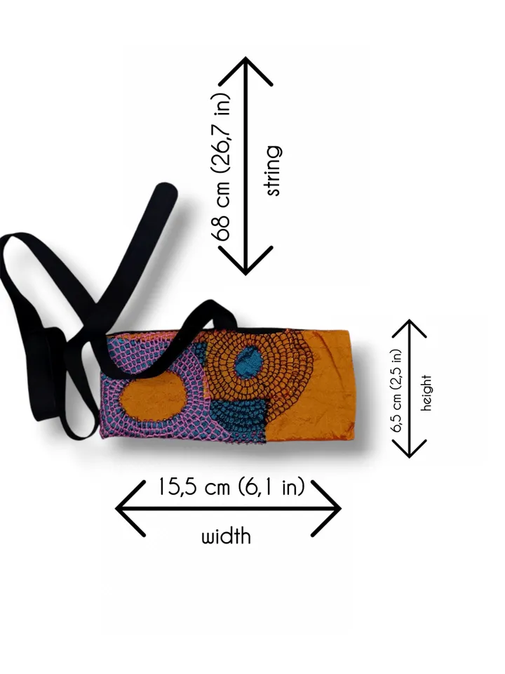Pencil case with embroidery in Japanese boro style.