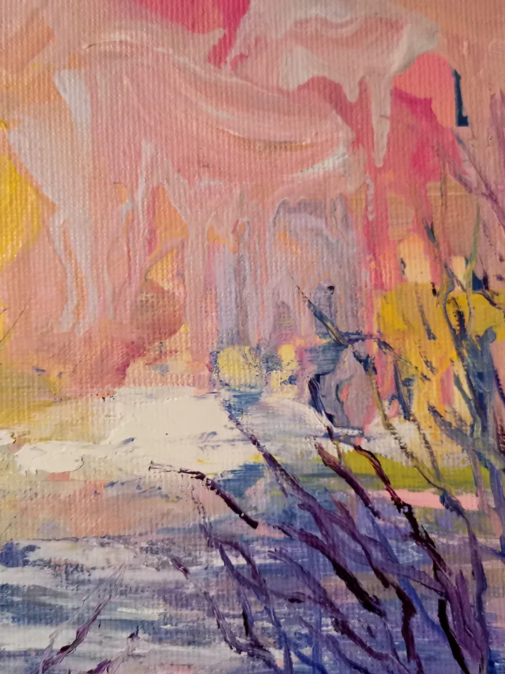 Lake Sunset Forest Art Original Oil Painting Abstract Sea Artist Svinar Oksana